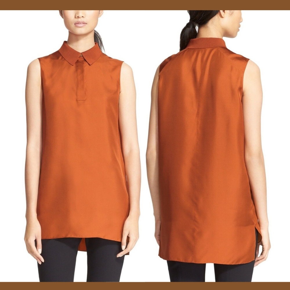 NWD! Rag & Bone Maude Sleeveless Silk‎ Shirt Top in Umber [SZ Small ]